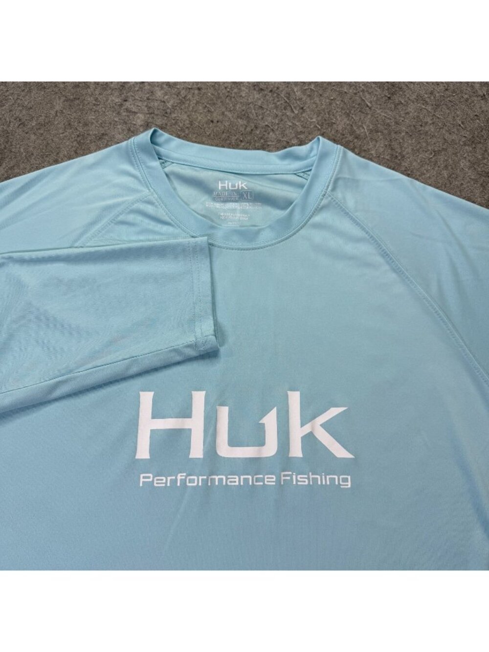 Huk Pursuit Long Sleeve Shirt Men XL Blue Solid Crew Neck Performance Fishing 41